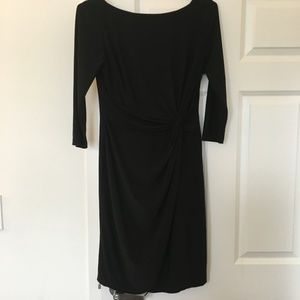 Black 3/4 Sleeve Sheath Work Dress - stretchy